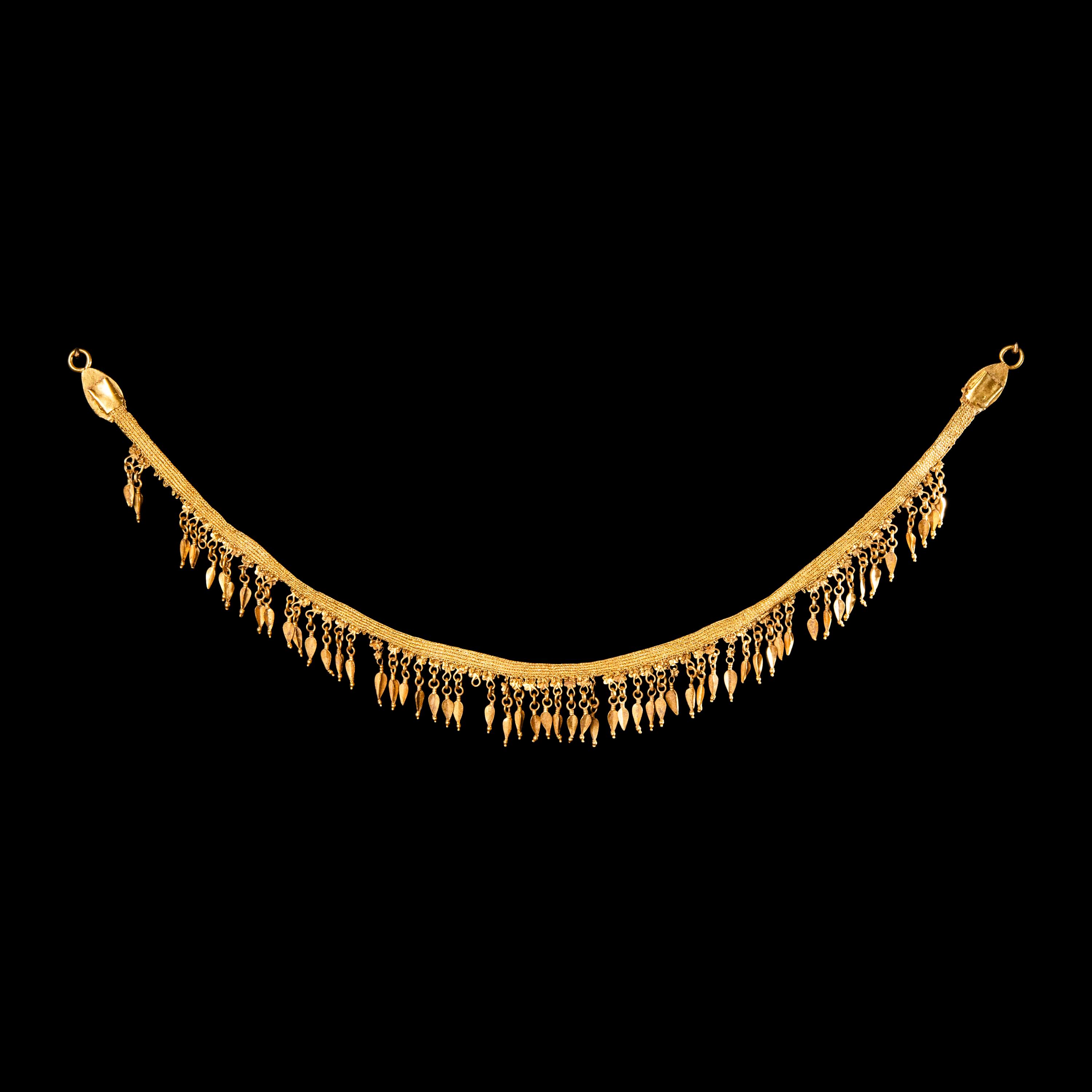 A Greek Gold Strap Necklace