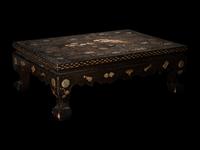 A Korean Mother-of-Pearl and Shagreen Inlaid Brown Lacquered Low Table
