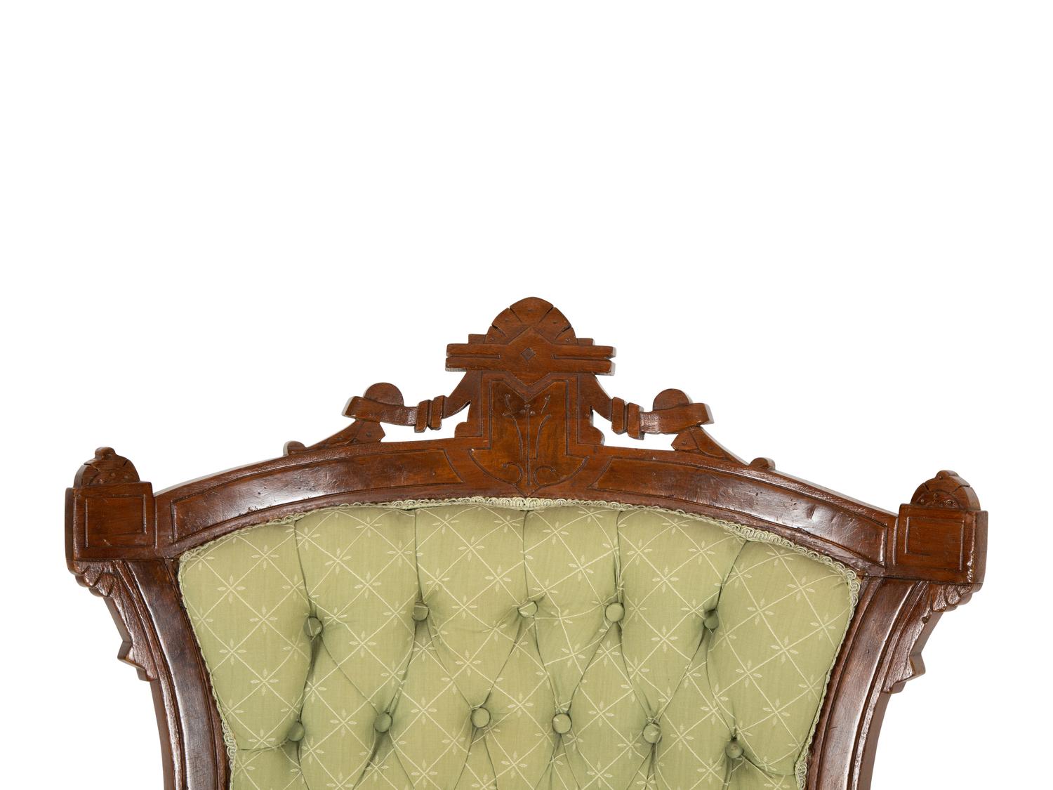 Two American Carved Mahogany Upholstered Chairs