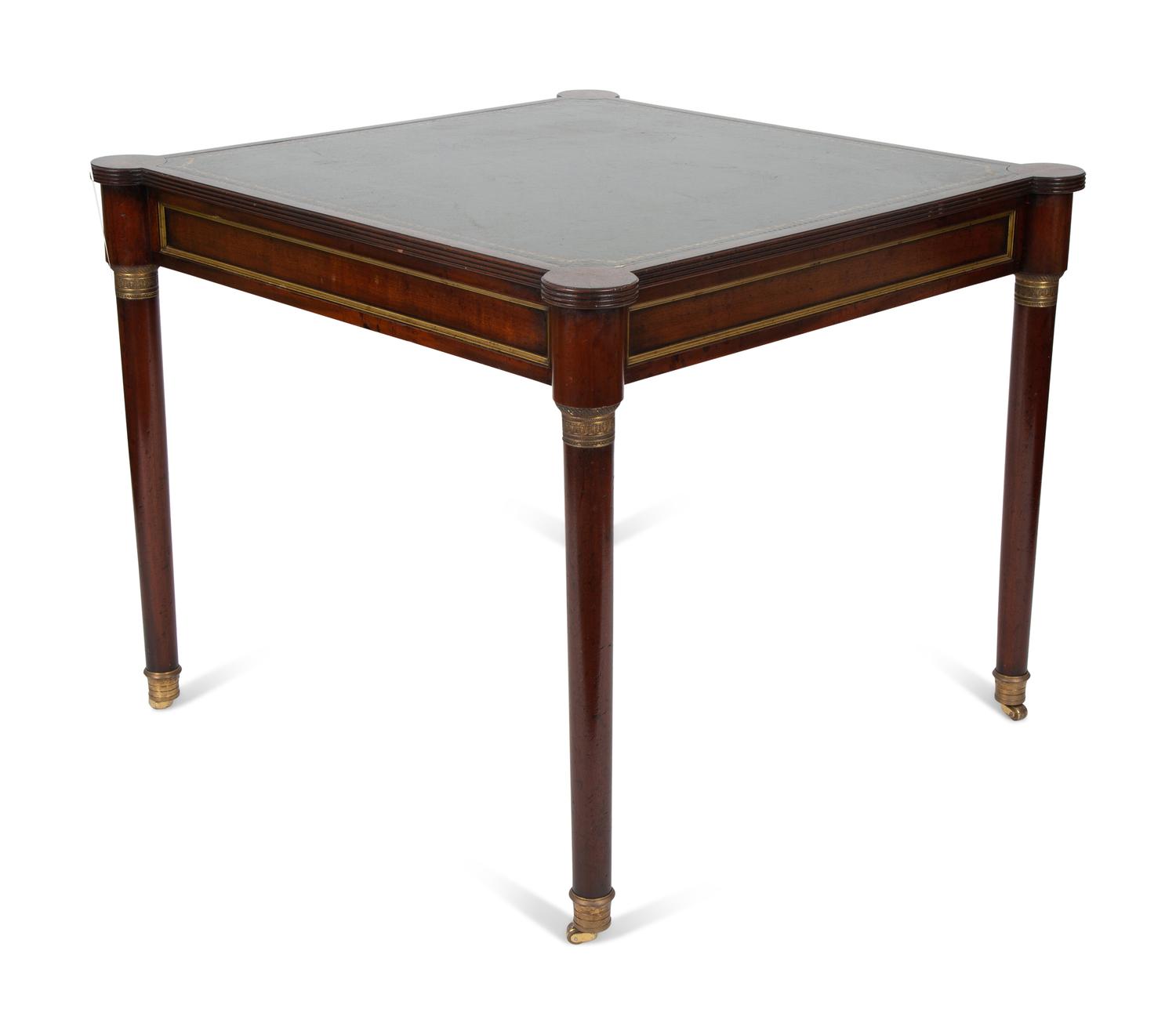 A Regency Style Mahogany and Brass Mounted Card Table — 20th Century