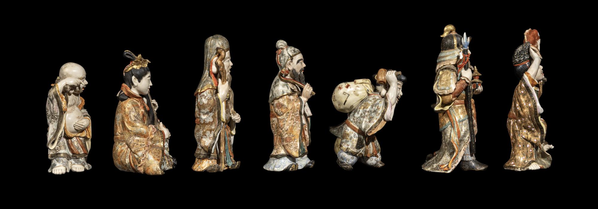 A Set of Seven Japanese Satsuma Figures of Immortals