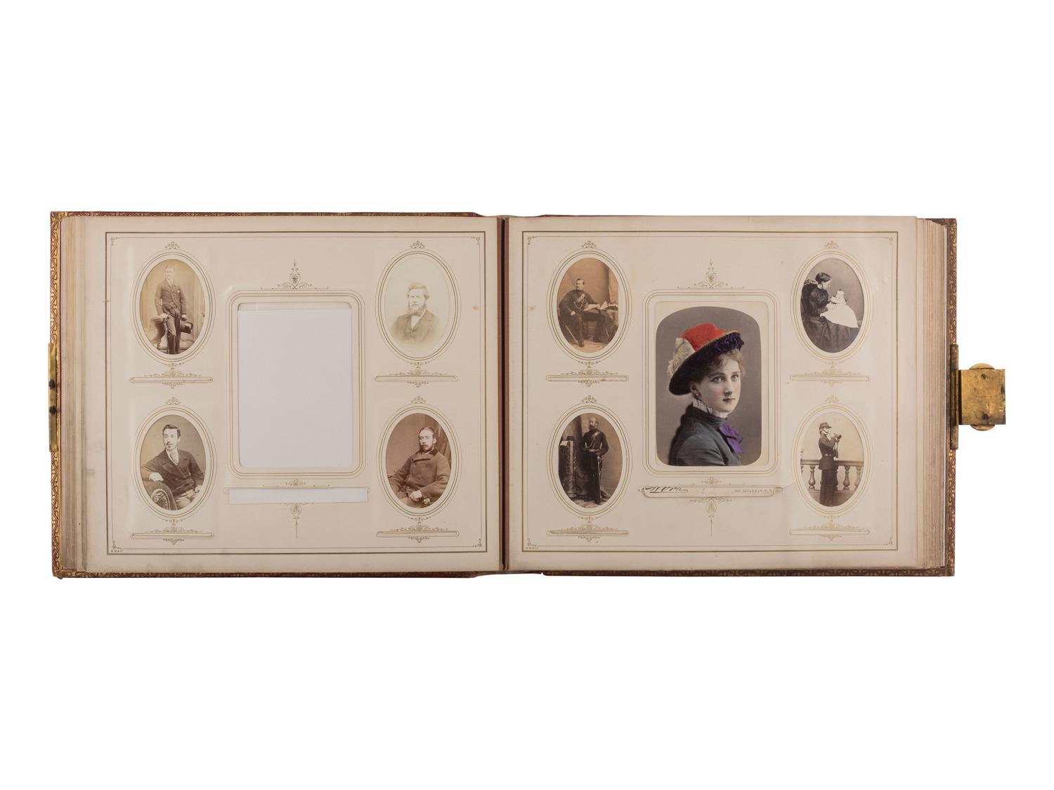 [EARLY PHOTO] English album presented to Capt. Bradley cont. 140+ photos, incl. military subjects.