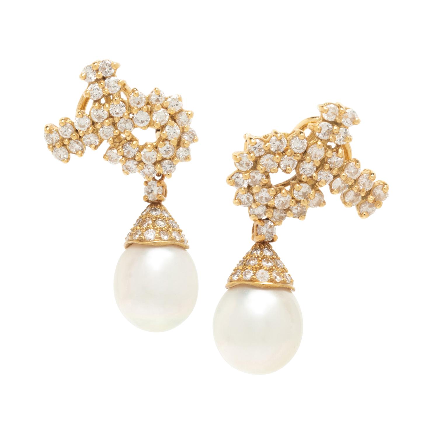 SOUTH SEA CULTURED PEARL AND DIAMOND CONVERTIBLE EARRINGS