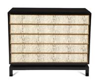 A Pair of Custom Black Painted Chests of Drawers with Faux-Python Veneered Drawer Fronts