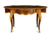A Napoleon III Style Gilt Bronze Mounted Marquetry Center Table