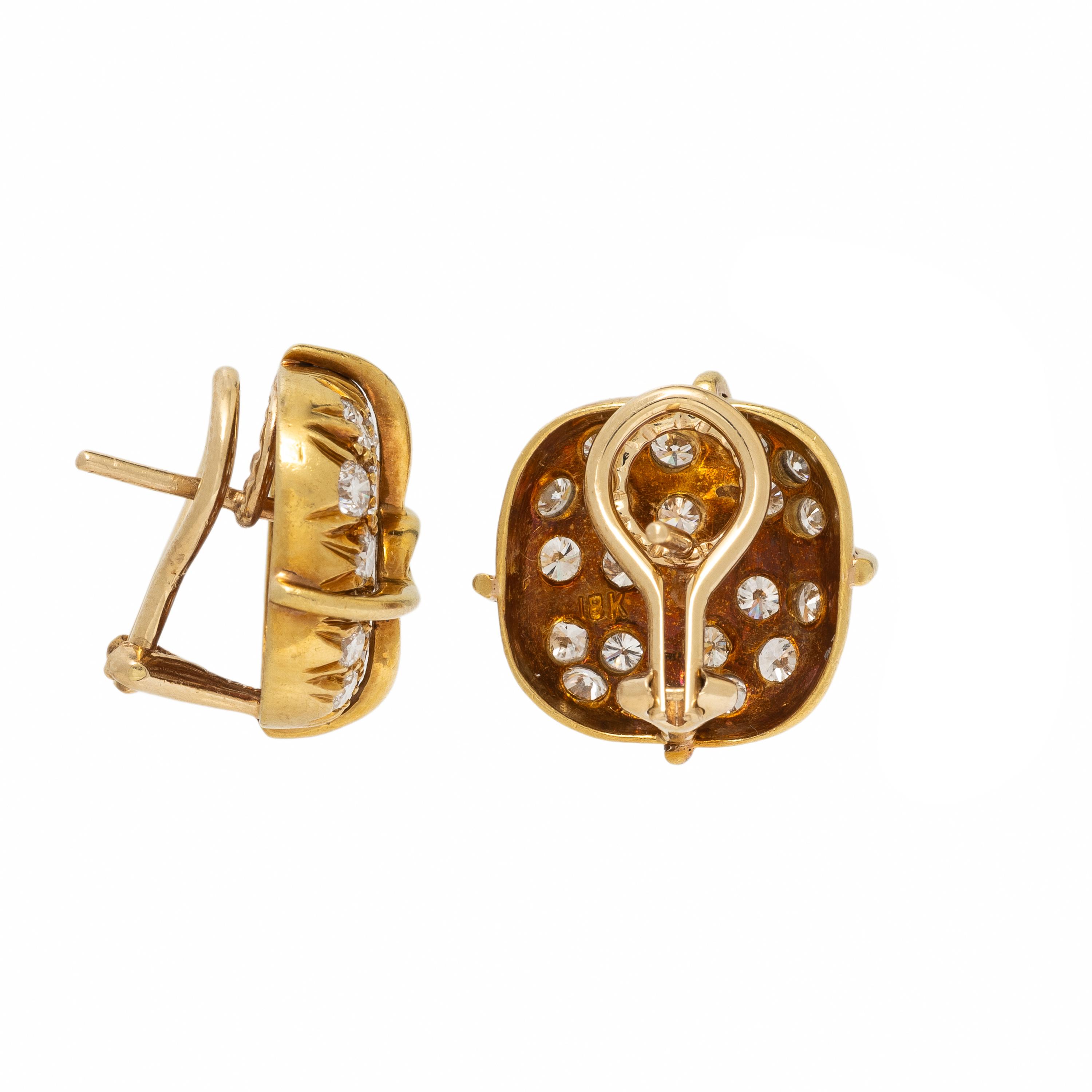 Yellow Gold and Diamond Earrings