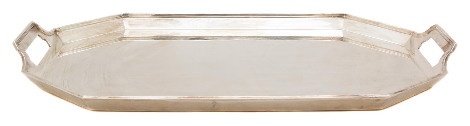 An American Silver Two Handle Tray, Tiffany & Co., New York, 20th Century, of octagonal form with cut-out handles