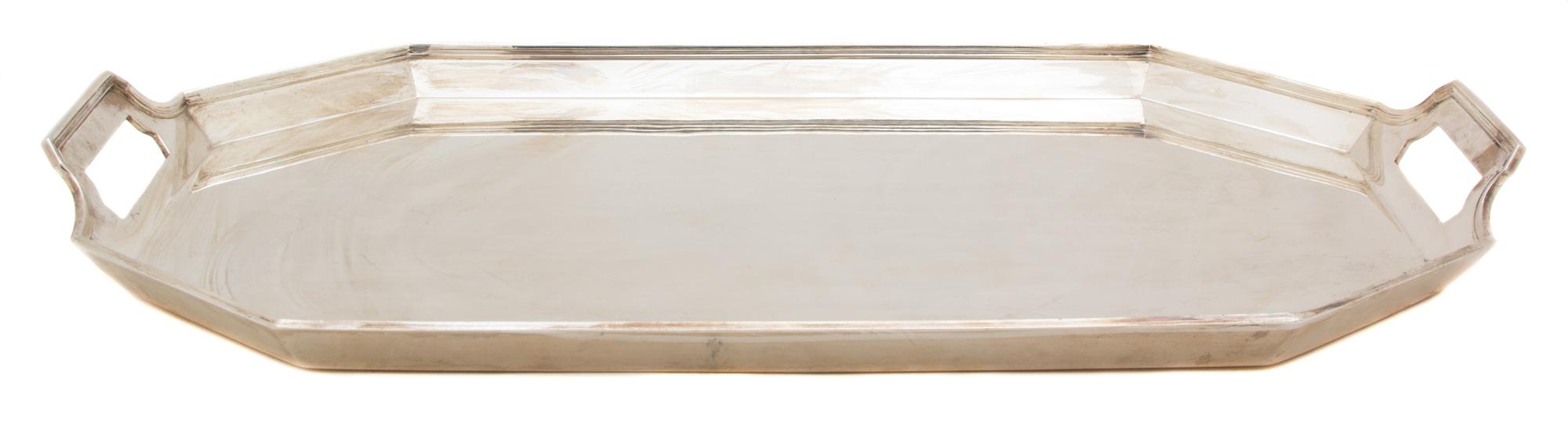 An American Silver Two Handle Tray, Tiffany & Co., New York, 20th Century, of octagonal form with cut-out handles