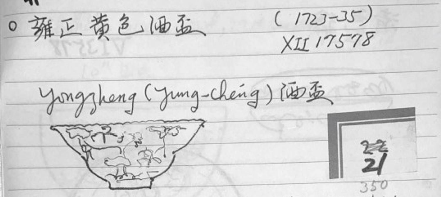 A Chinese Yellow Ground Blue and White Porcelain Ogee Cup