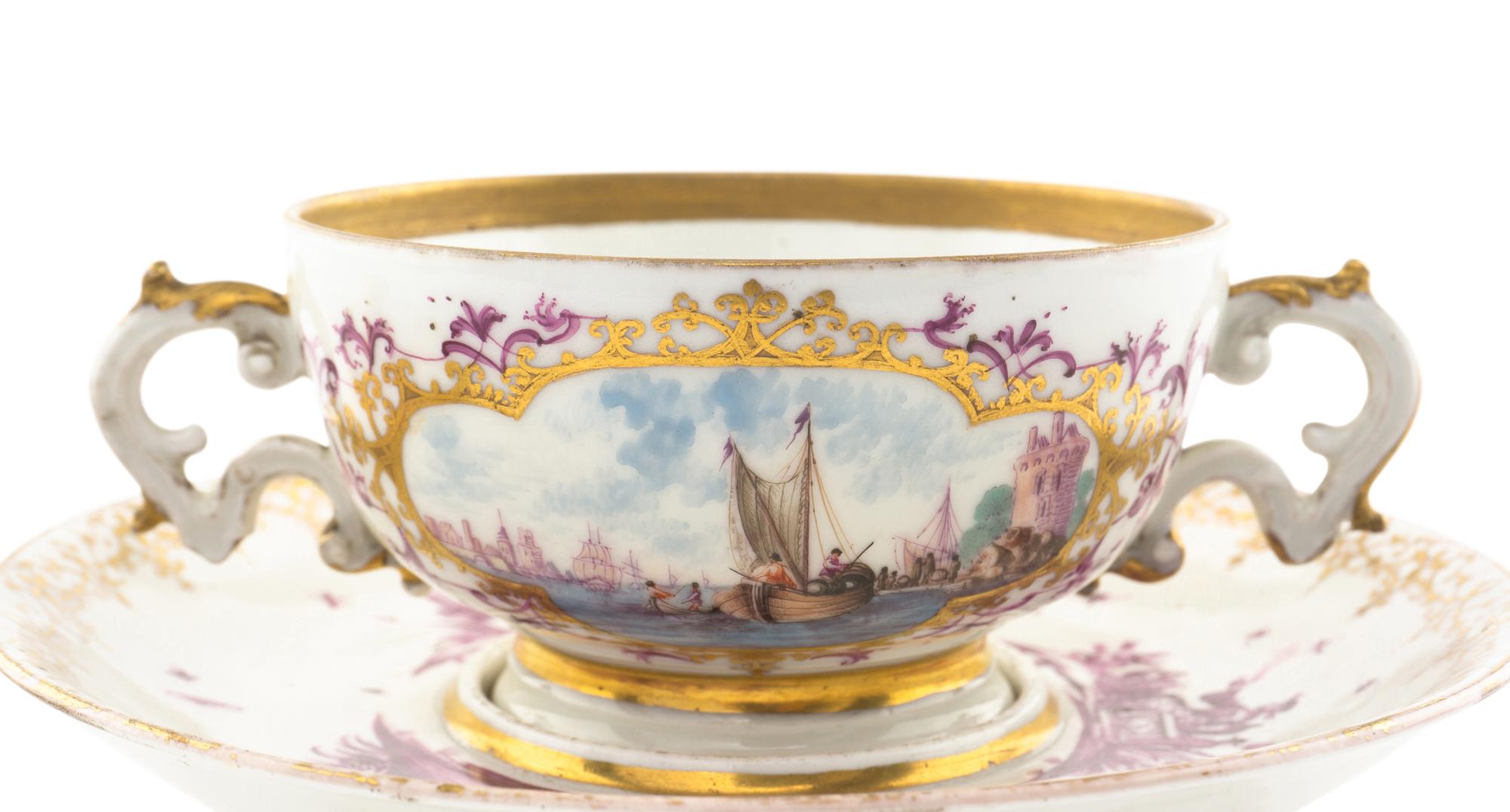 A Meissen Porcelain Covered Bowl ( Écuelle ) and Associated Meissen Stand