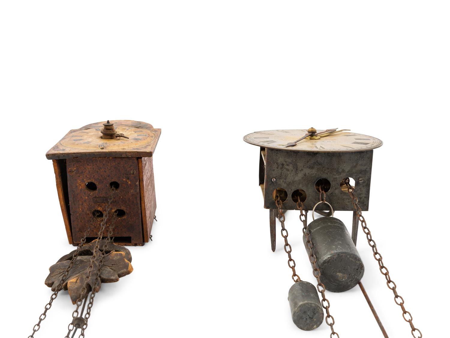 Two Open Escapement Wall Clocks