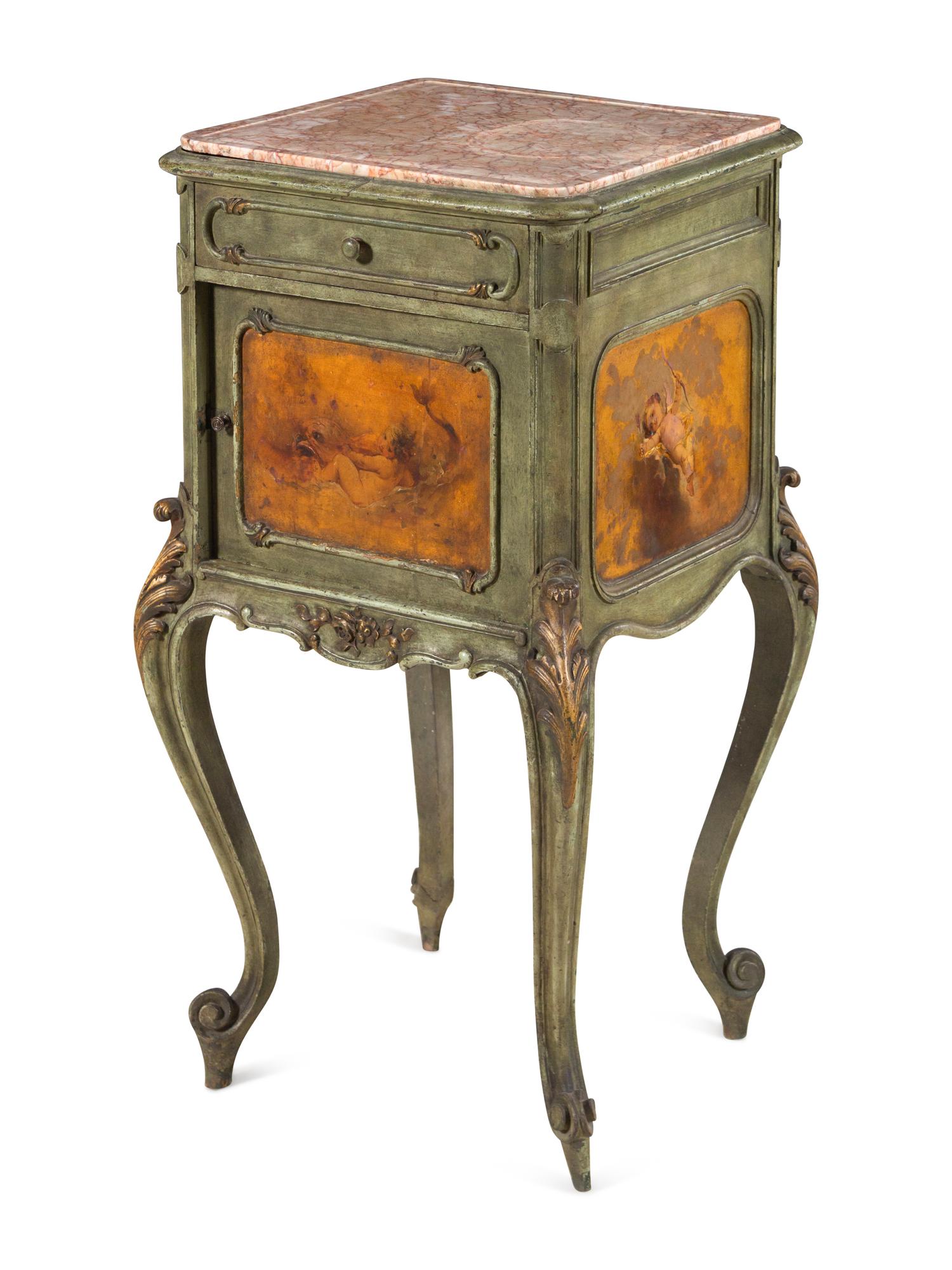 An Italian Painted Marble-Top Side Table