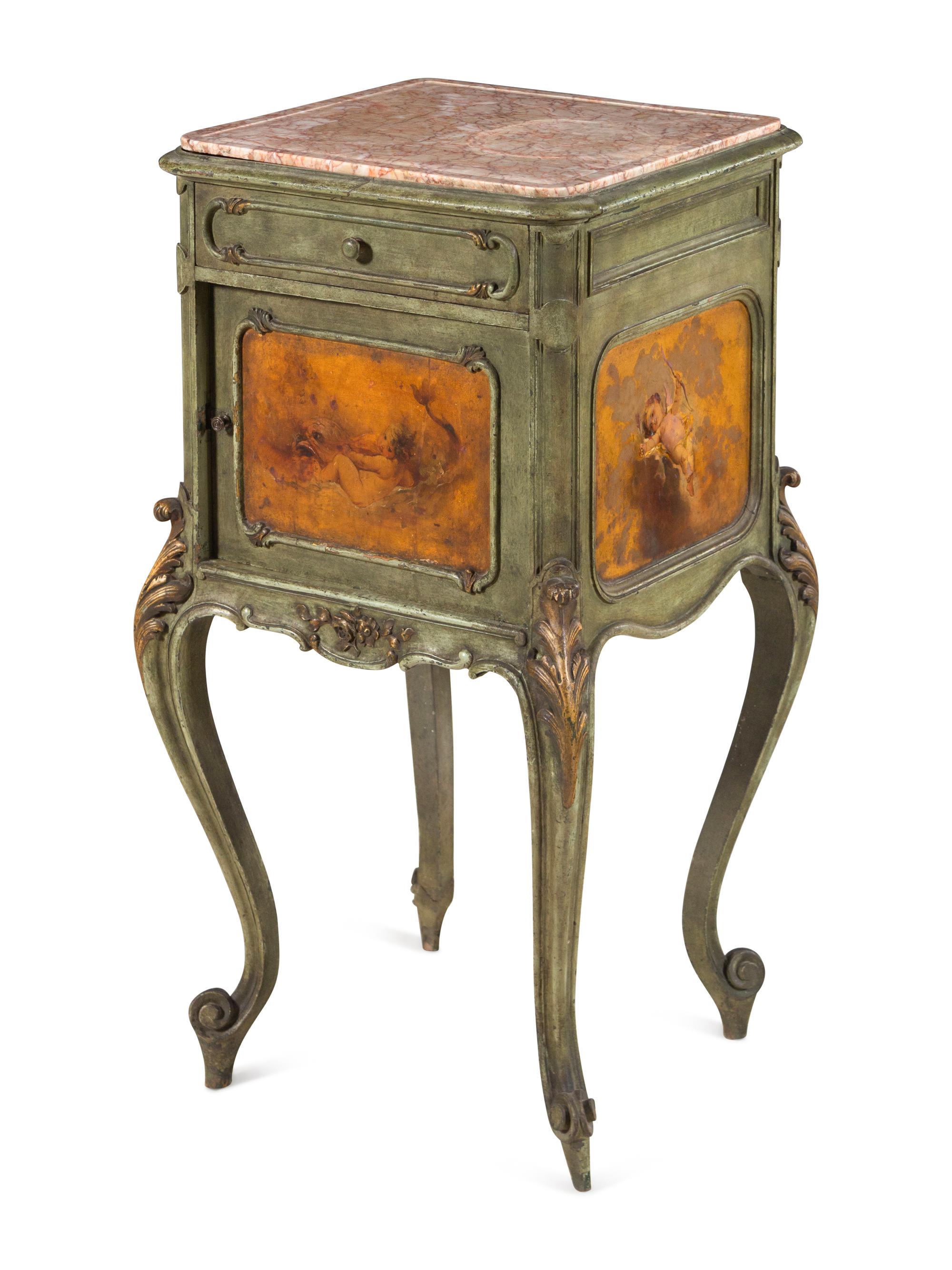An Italian Painted Marble-Top Side Table