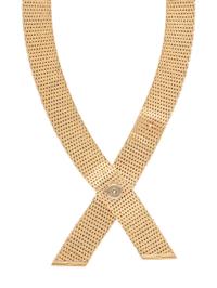 YELLOW GOLD CROSSOVER LINK NECKLACE