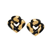 MARINA B., YELLOW GOLD AND BLACK ENAMEL 'PARDY' EARRINGS