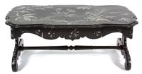 A Victorian Black Lacquered and Mother-of-Pearl Inset Low Table Height 20 x width 50 x depth 28 inches. — 19TH CENTURY