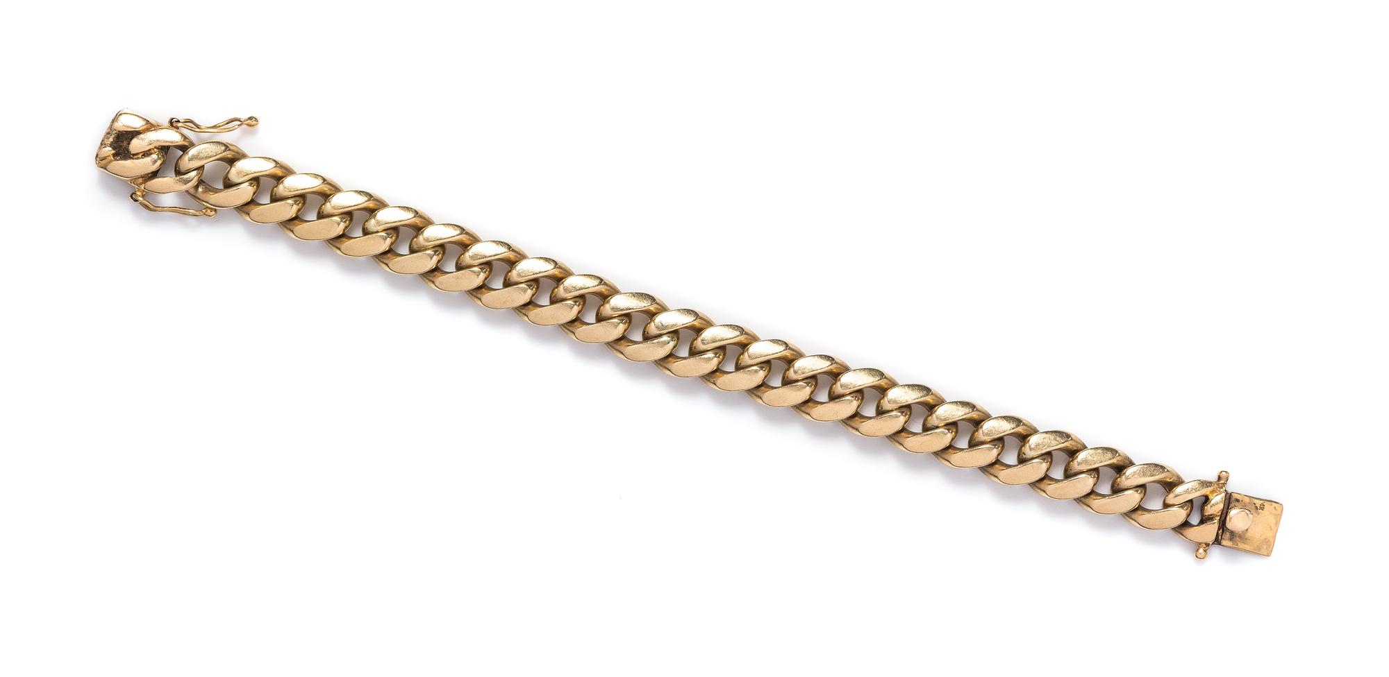 A 14 Karat Yellow Gold Curb Link Bracelet, 92.00 dwts.