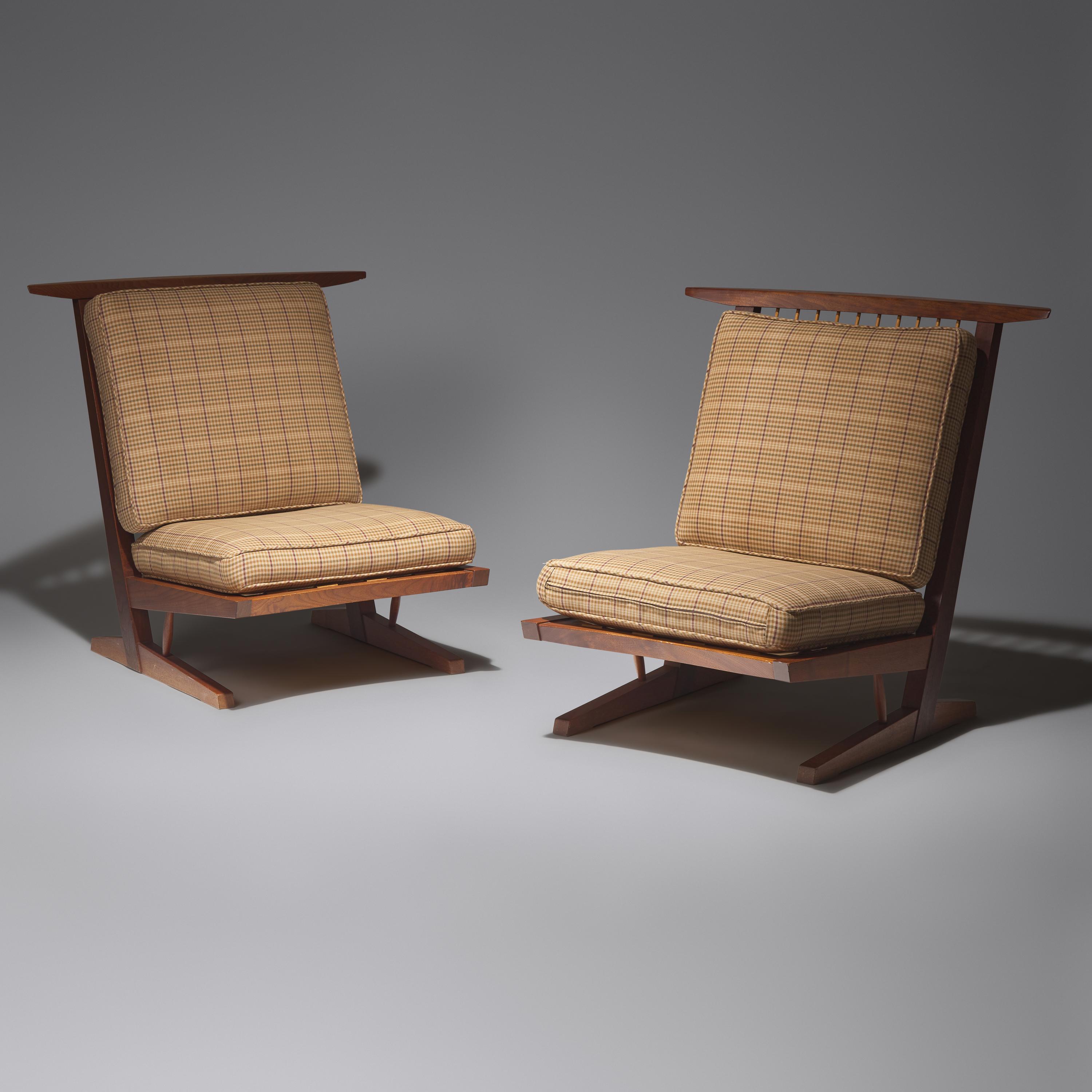 George Nakashima (American, 1905–1990) — Pair of Conoid Chairs