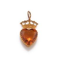 ANTIQUE, YELLOW GOLD AND CITRINE PENDANT
