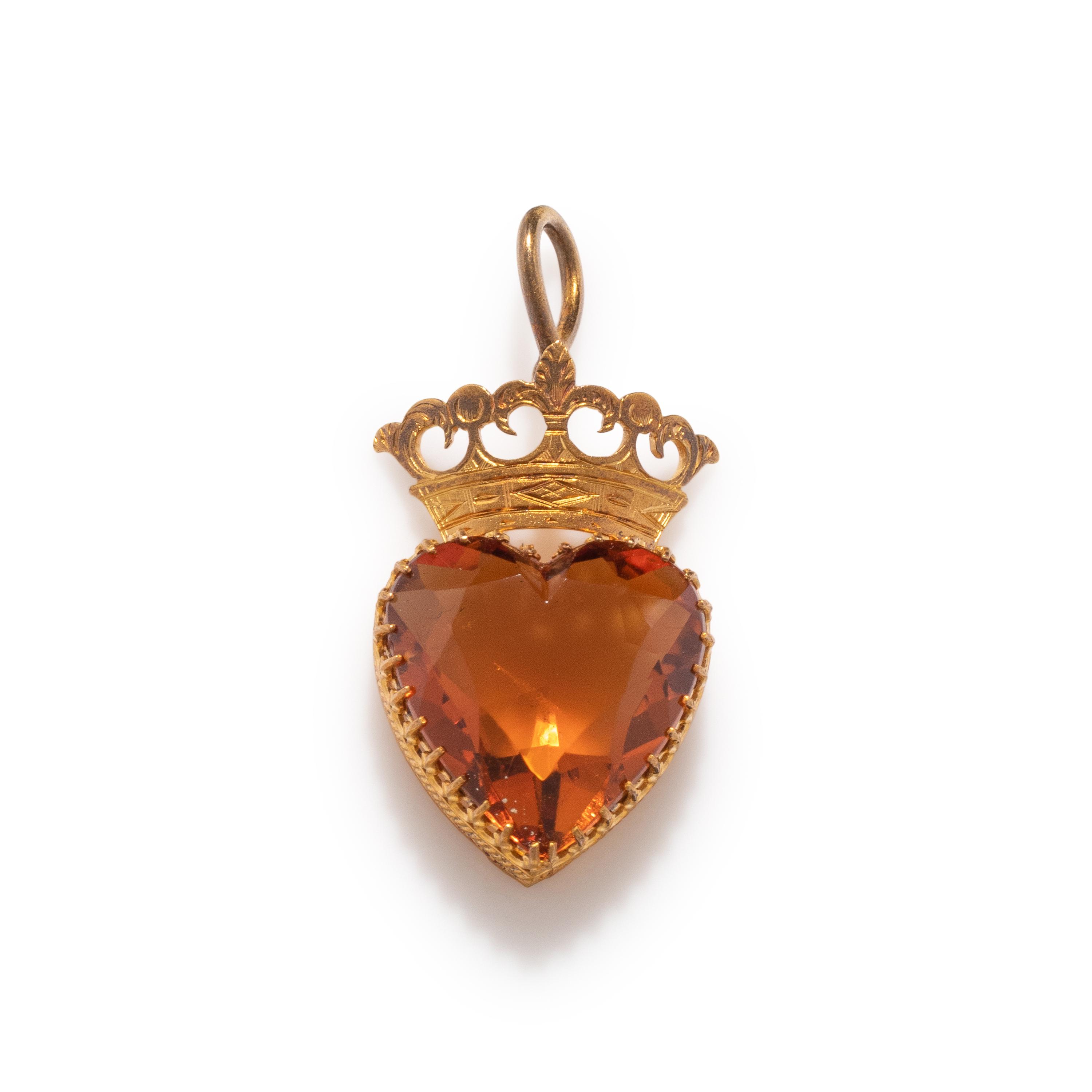 ANTIQUE, YELLOW GOLD AND CITRINE PENDANT