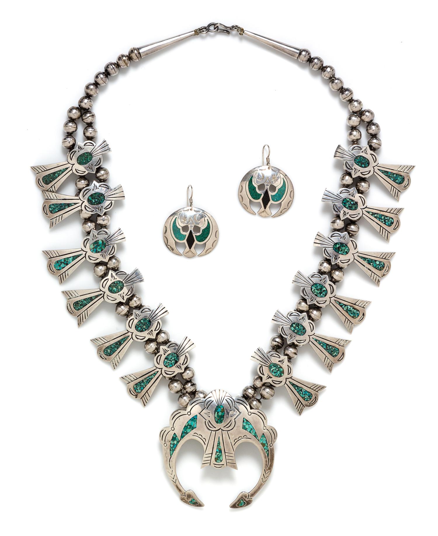 A Collection of Sterling Silver and Turquoise Bird Motif Jewelry, 113.30 dwts.
