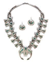 A Collection of Sterling Silver and Turquoise Bird Motif Jewelry, 113.30 dwts.
