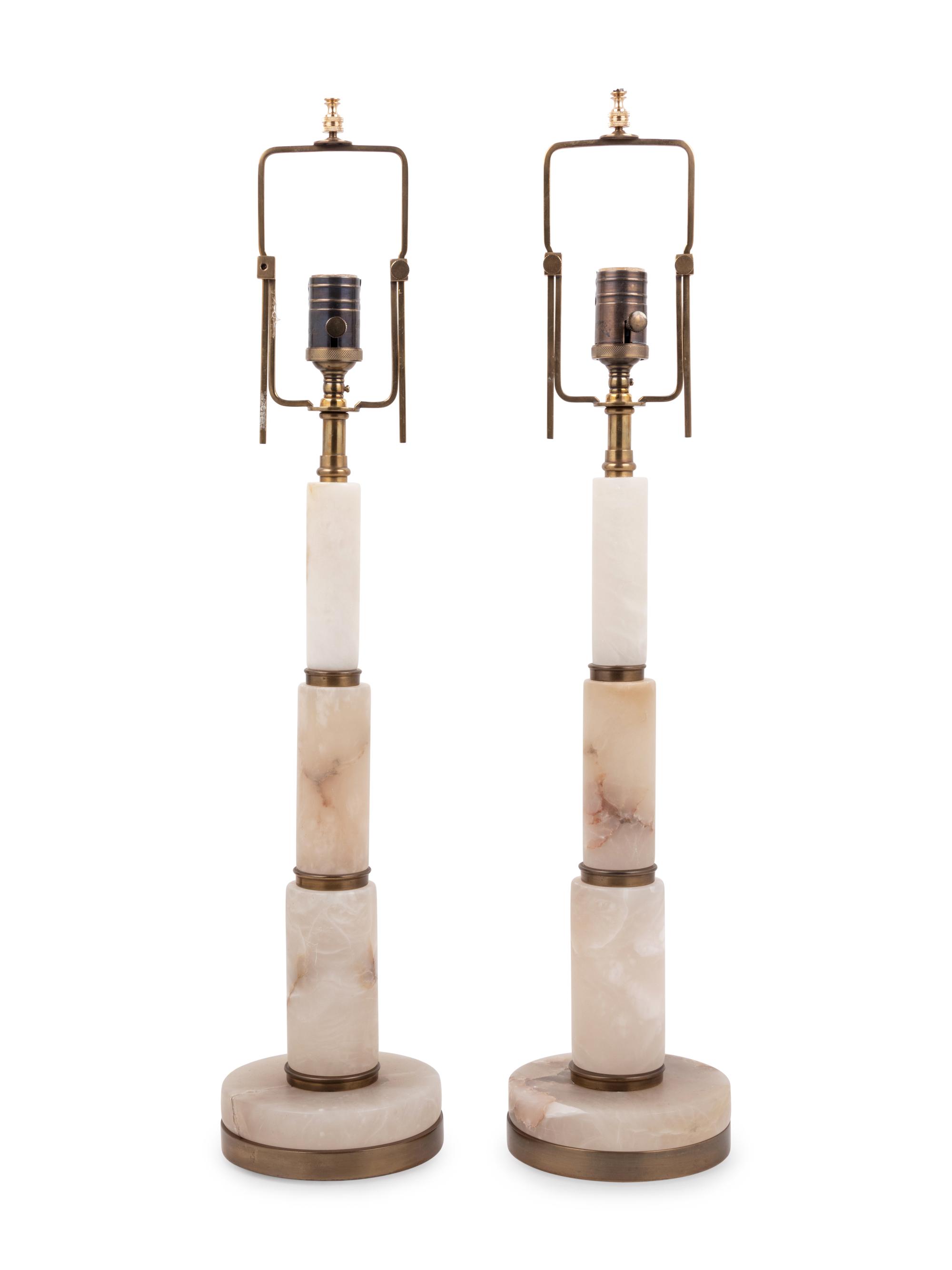 A Pair of Alabaster Table Lamps