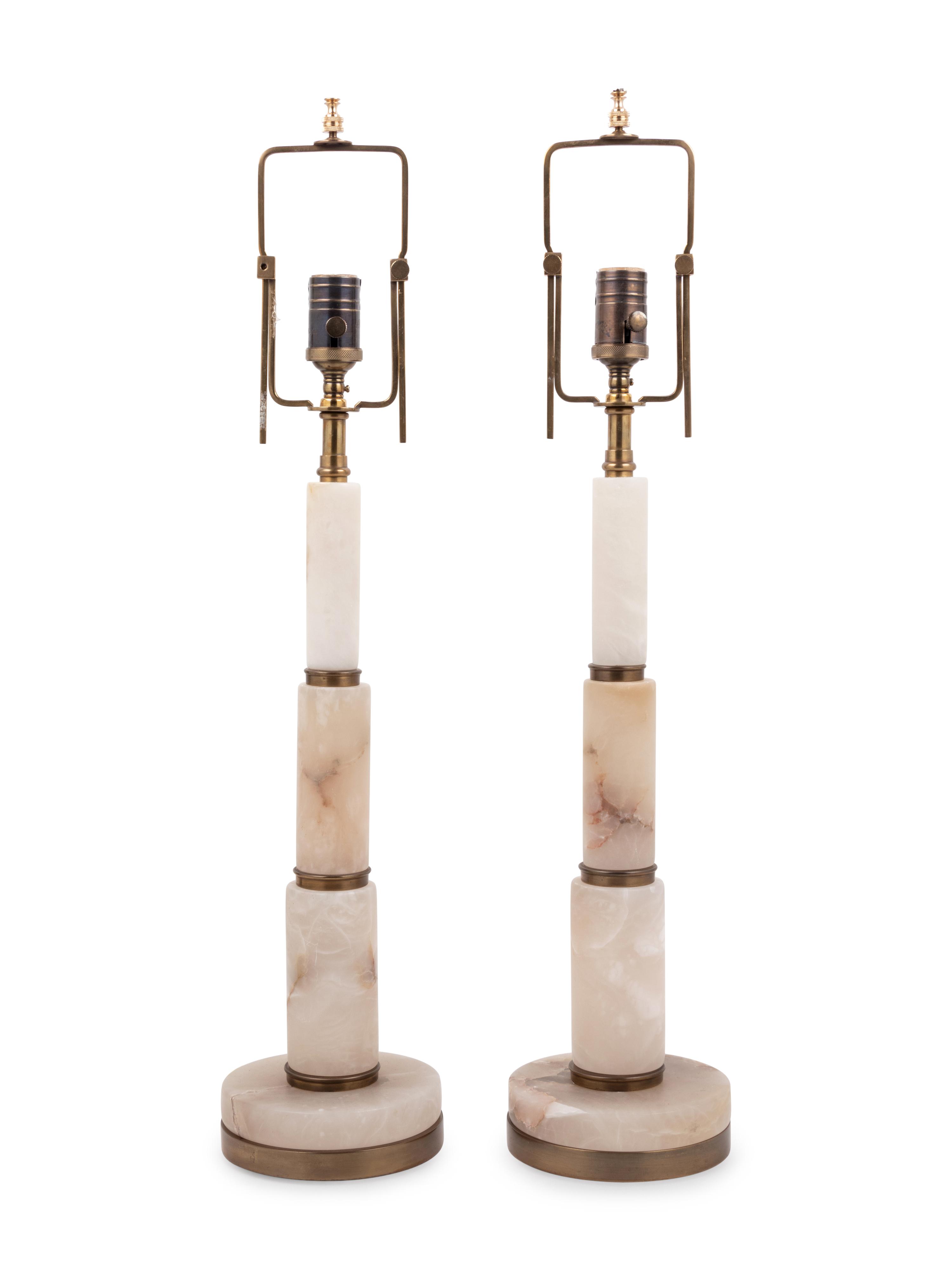 A Pair of Alabaster Table Lamps
