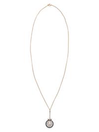 ANTIQUE, DIAMOND AND BLACK ONYX PENDANT