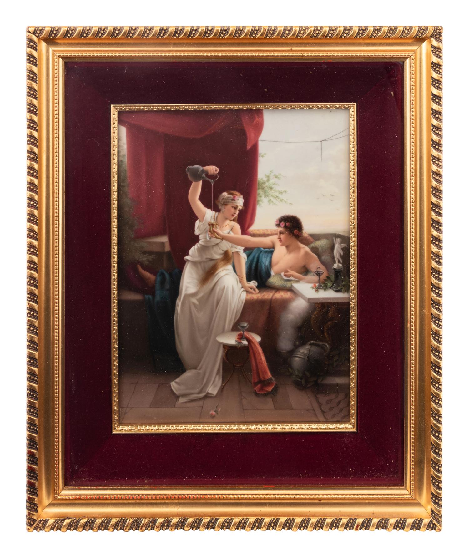 A Berlin (K.P.M.) Porcelain Plaque Depicting " Idyll" After Richard Linderum