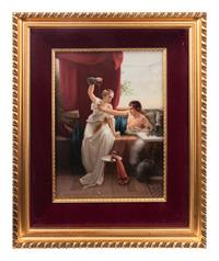 A Berlin (K.P.M.) Porcelain Plaque Depicting " Idyll" After Richard Linderum