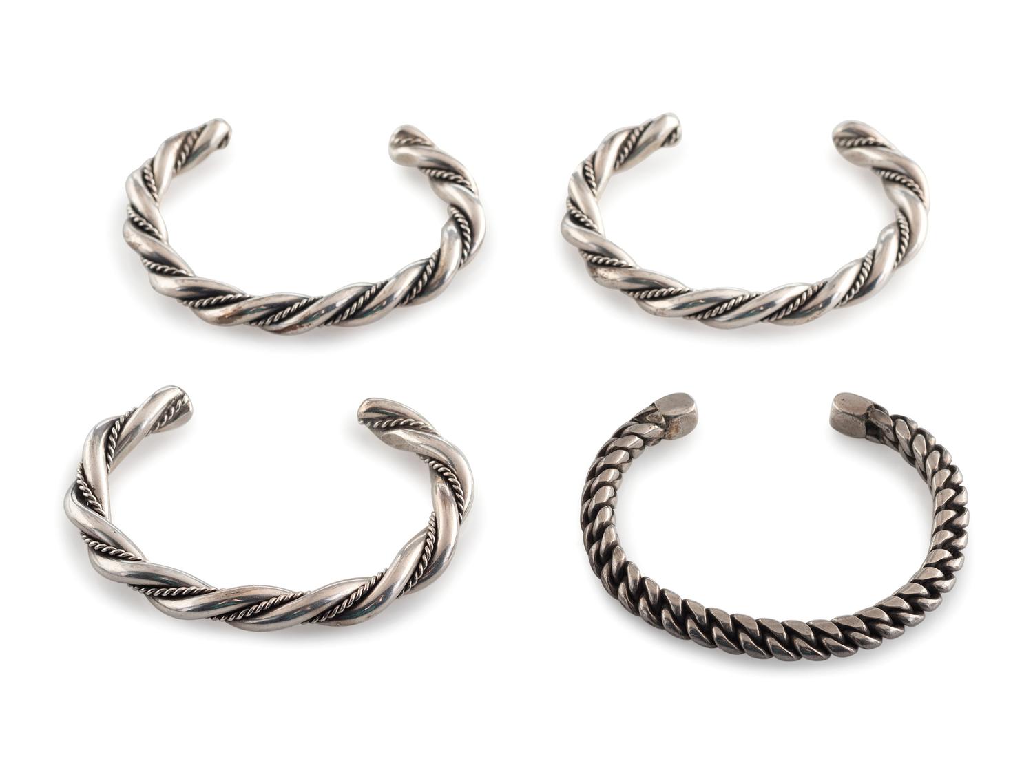 Southwestern-style Silver Twisted Wire Cuff Bracelets