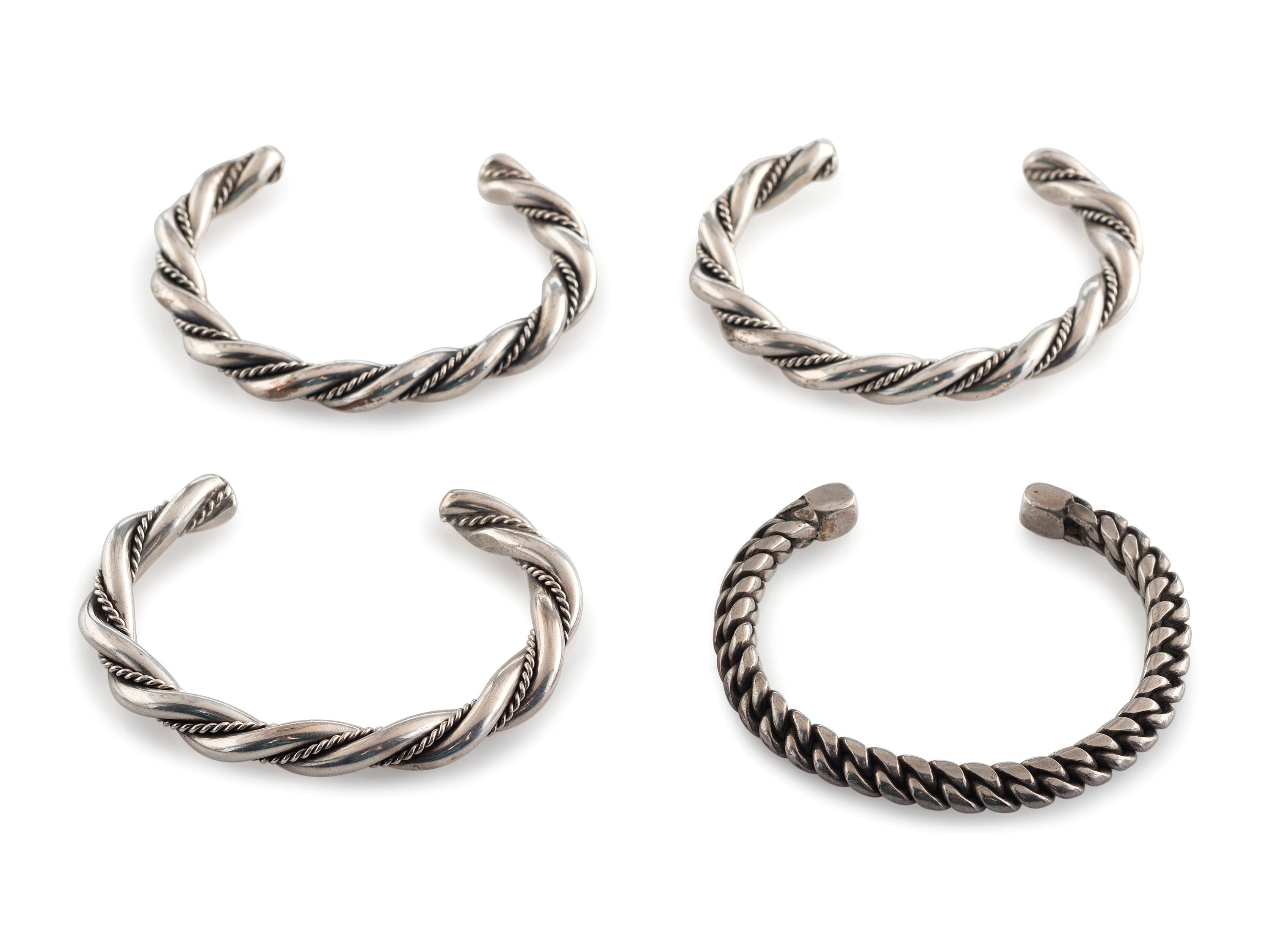 Southwestern-style Silver Twisted Wire Cuff Bracelets