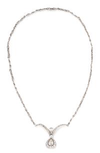 A Platinum and Diamond Pendant on White Gold Chain, 11.50 dwts.