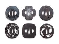 Six Japanese Cast Iron Tsuba