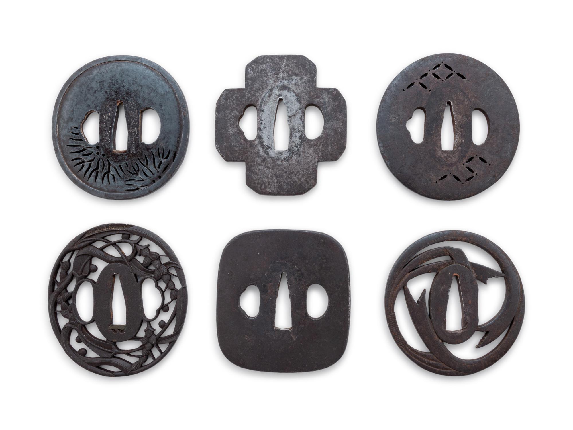 Six Japanese Cast Iron Tsuba