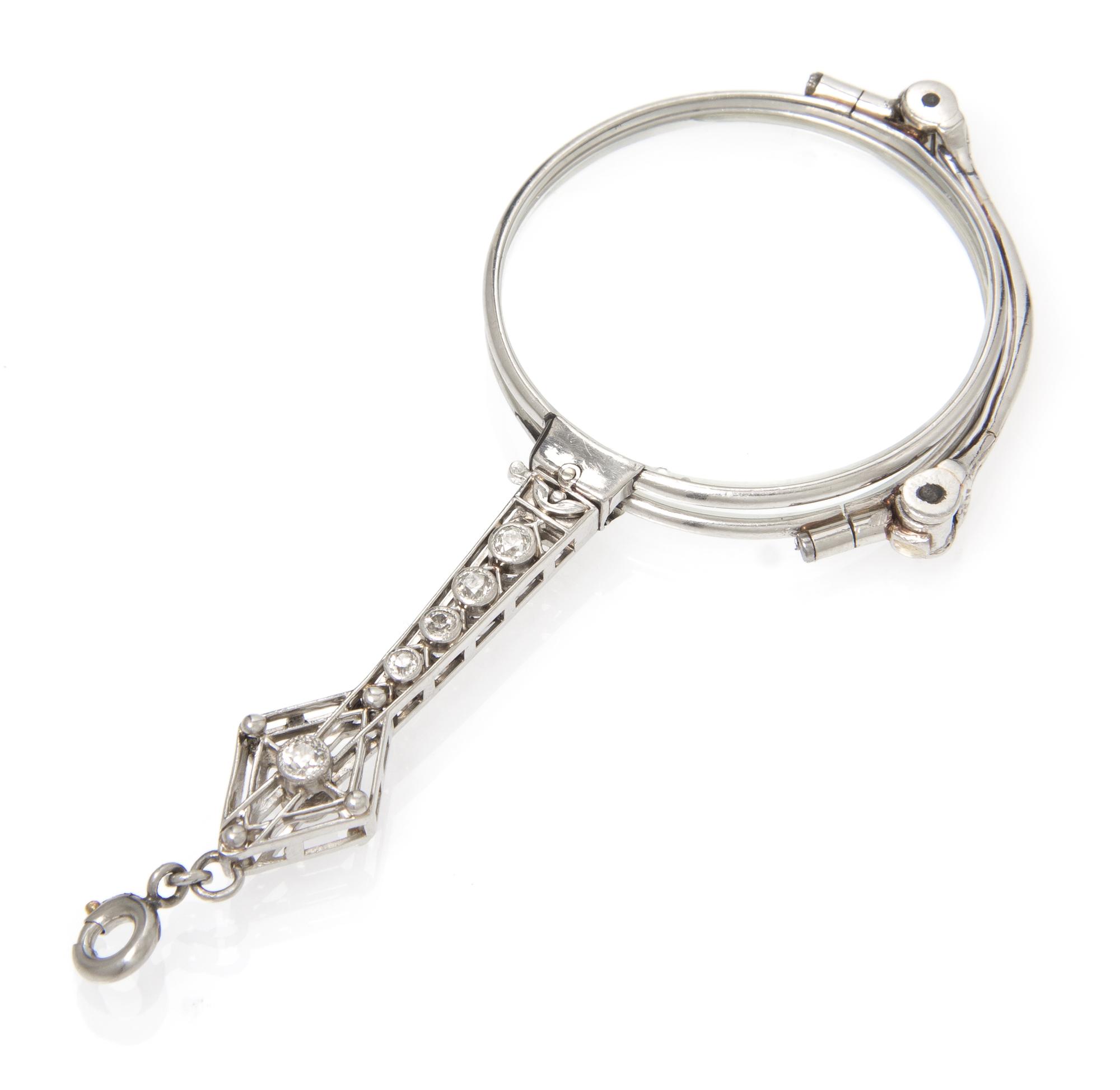A Platinum and Diamond Lorgnette, 14.45 dwts.