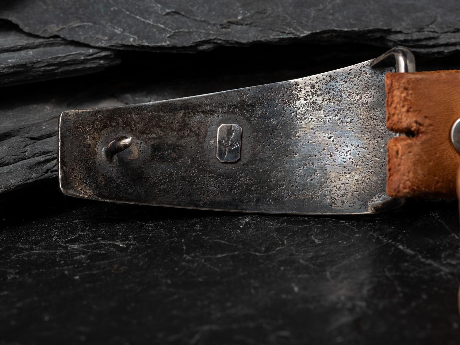 Tufa Cast Silver and Turquoise Belt Buckle, with Tooled Leather Belt