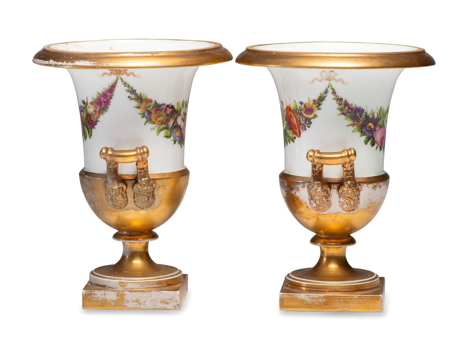 A Pair of Paris Porcelain Urn Vases