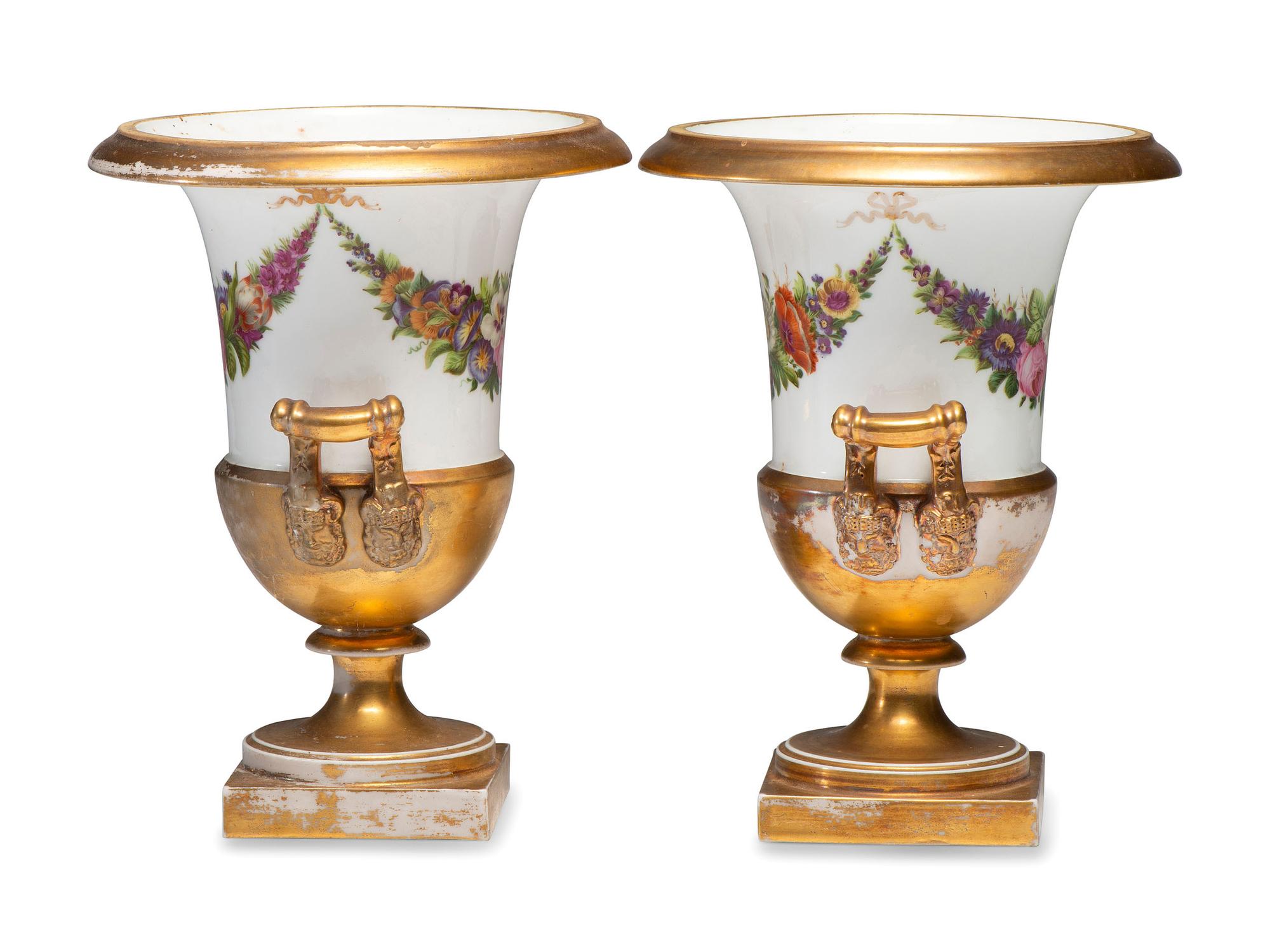 A Pair of Paris Porcelain Urn Vases