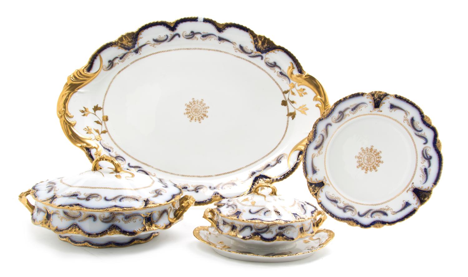 A Set of Twelve Theodore Haviland Limoges Porcelain Plates, Diameter 9 3/4 inches.