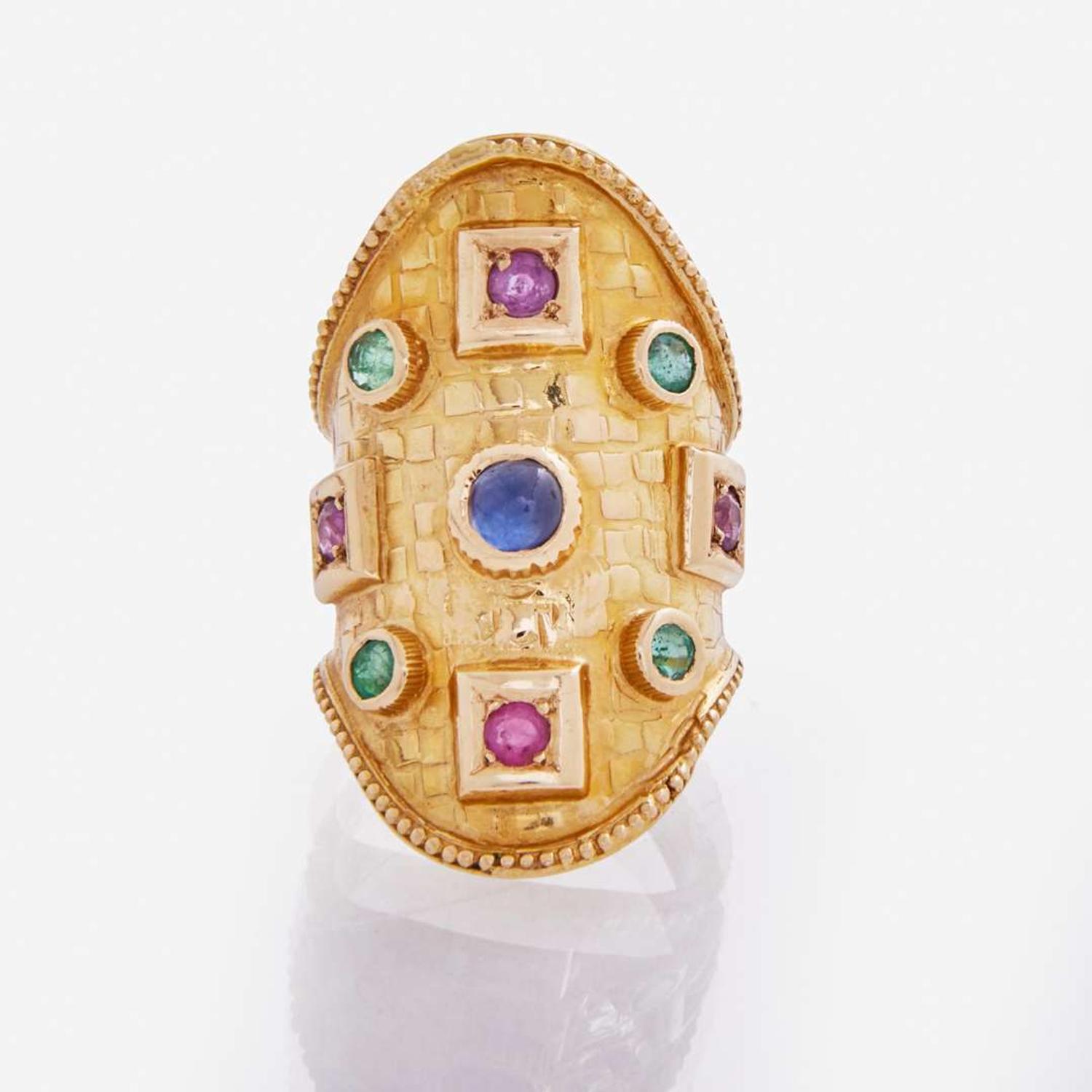 An Ilias Lalounis 18K Yellow Gold and Gemstone Ring
