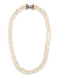 CULTURED PEARL AND DIAMOND NECKLACE