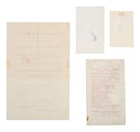 [LINCOLNIANA] 4 items incl. broadside promoting portrait of Lincoln and Washington and memorial card