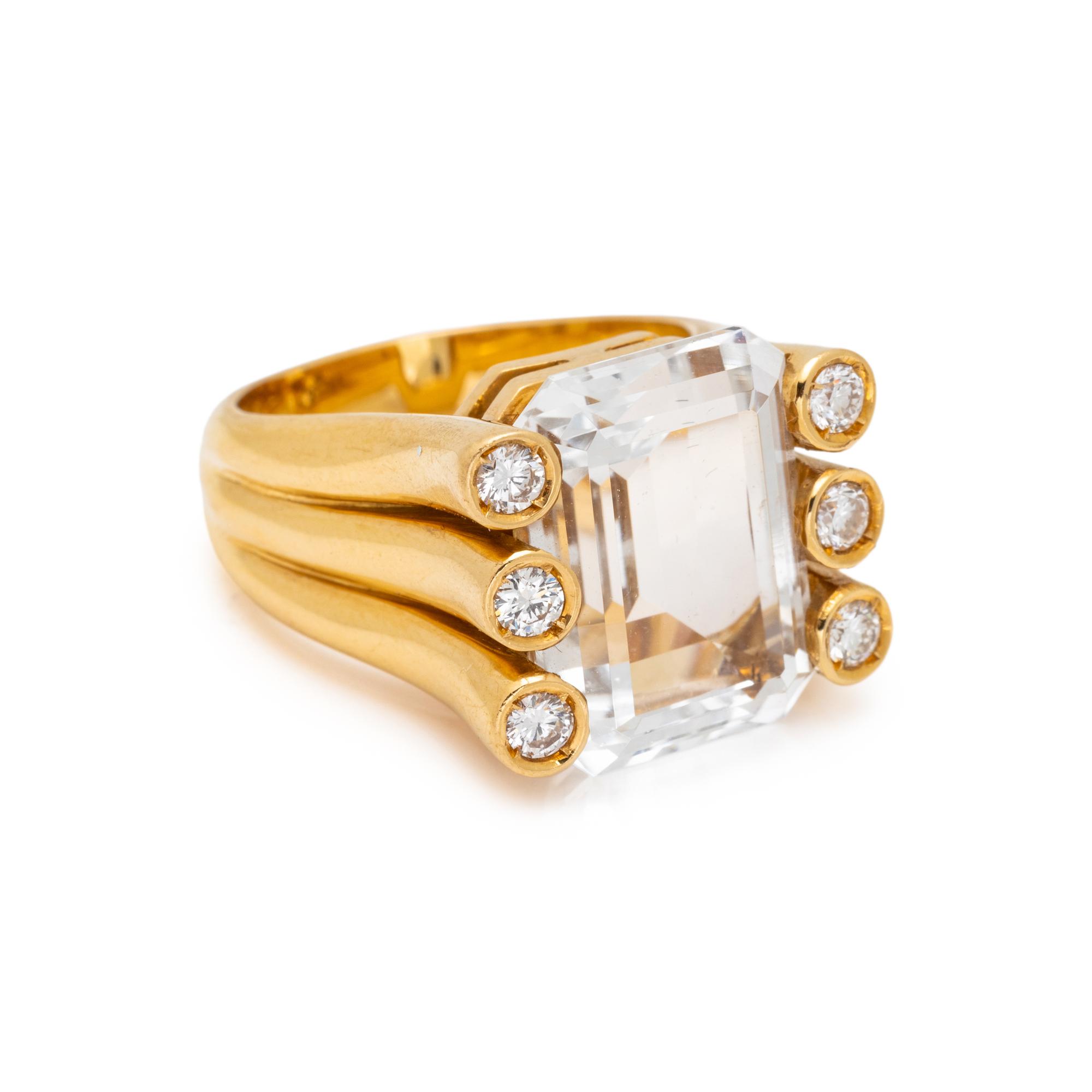 VERDURA, YELLOW GOLD, TOPAZ AND DIAMOND RING