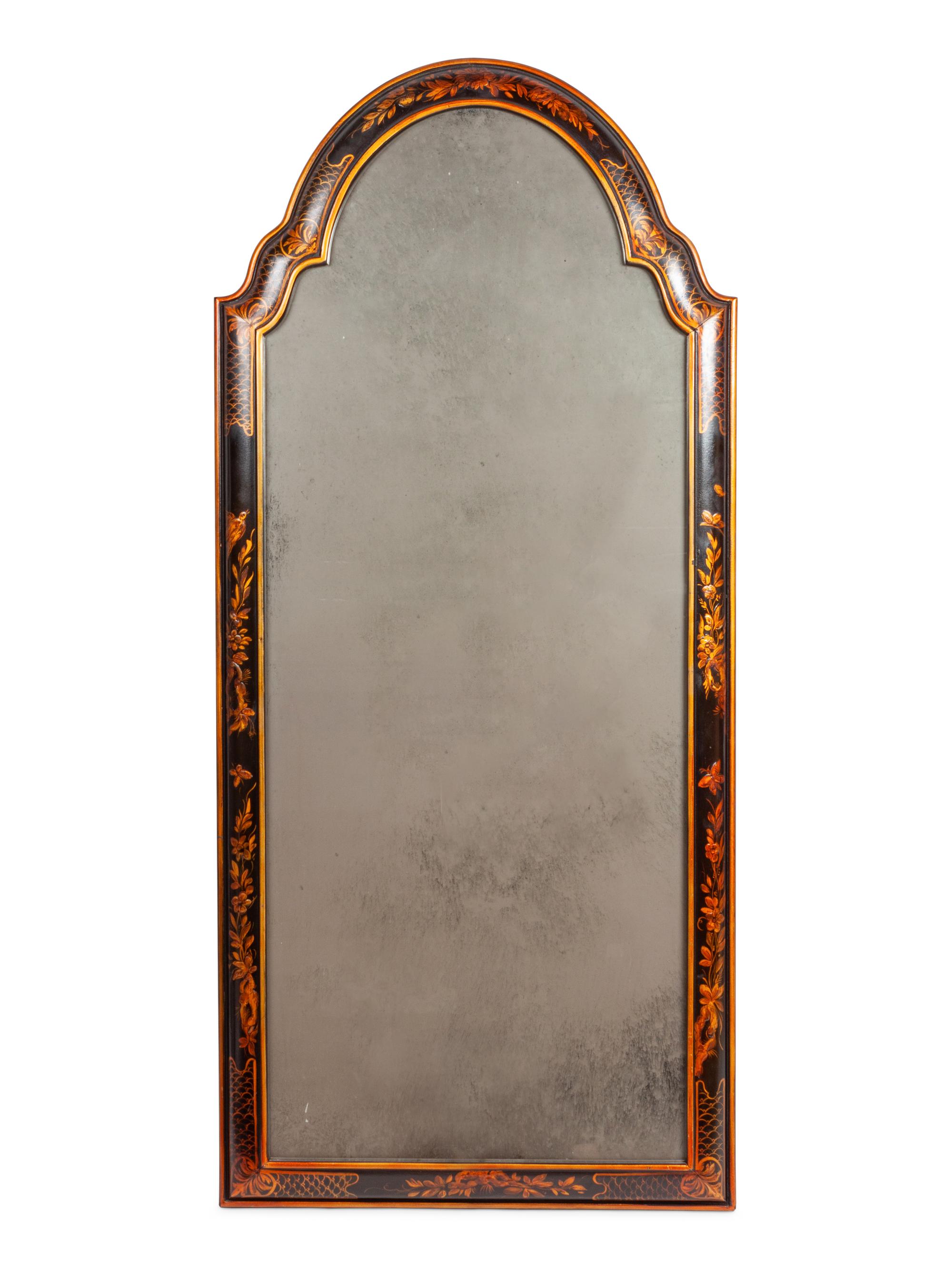 A Chinoiserie Decorated Queen Anne Style Mirror