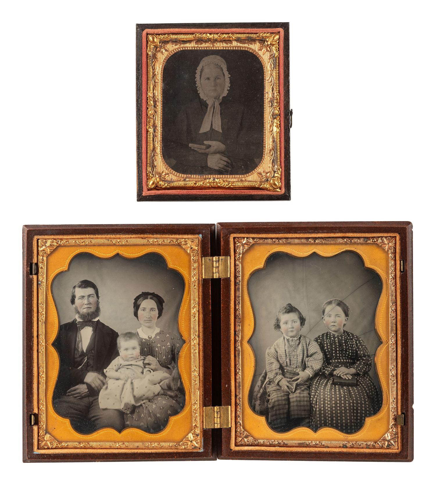 [EARLY PHOTOGRAPHY]. 4 cased images featuring subjects holding or displaying cased images.