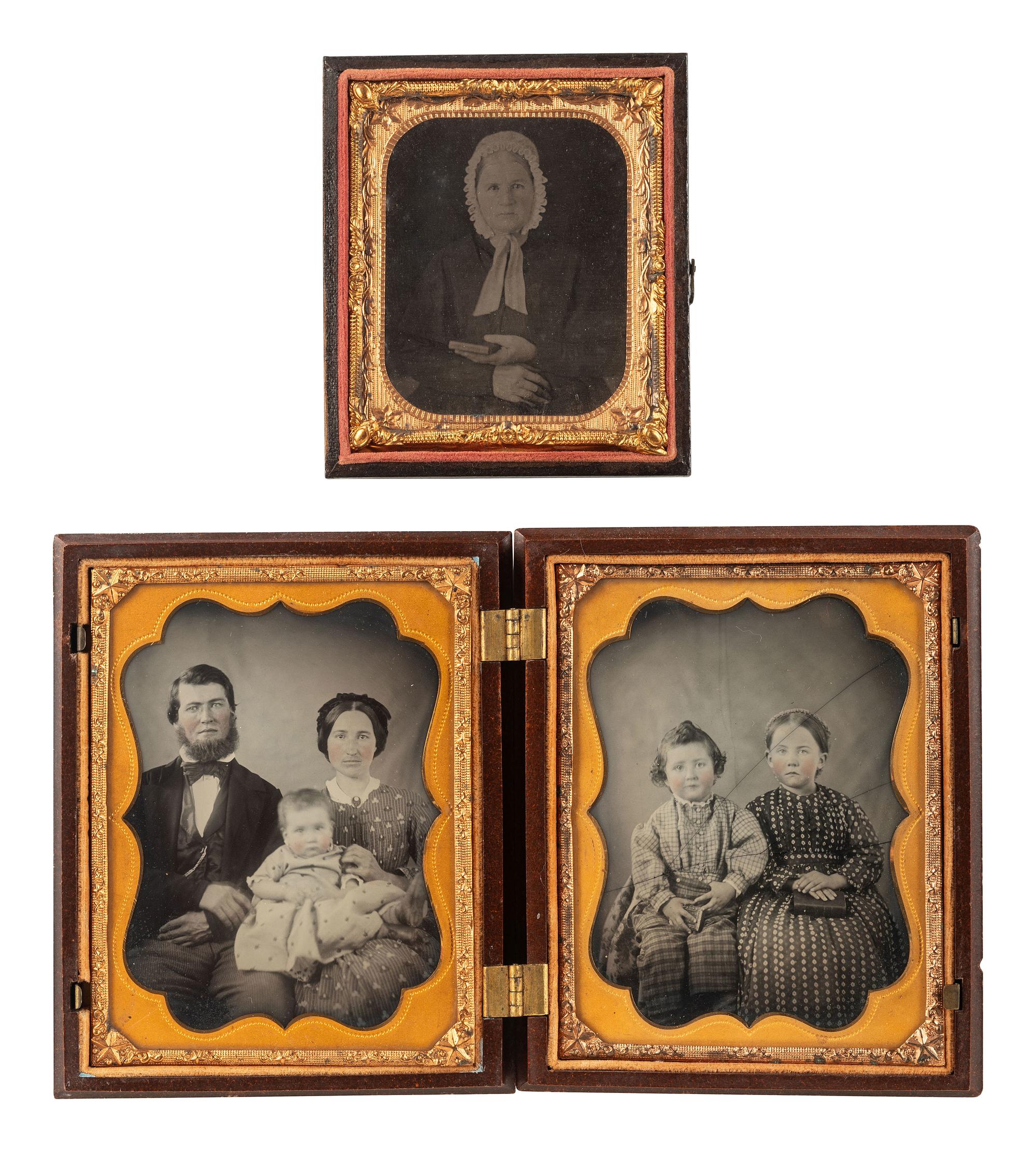 [EARLY PHOTOGRAPHY]. 4 cased images featuring subjects holding or displaying cased images.