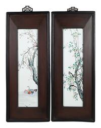 Two Famille Rose Porcelain Wall Panels