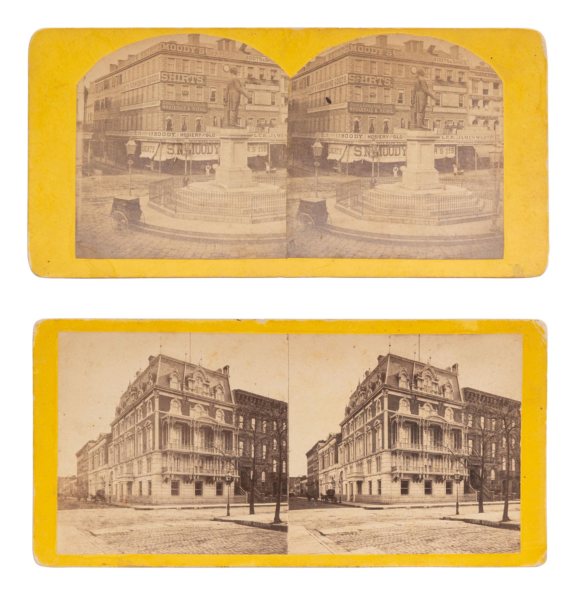 [EARLY PHOTOGRAPHY]. 50 stereoviews of New York City, incl. street scenes and landmarks.
